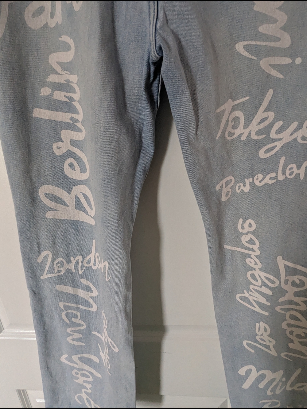 Light Blue Graphic City-Print Women’s Jeans
